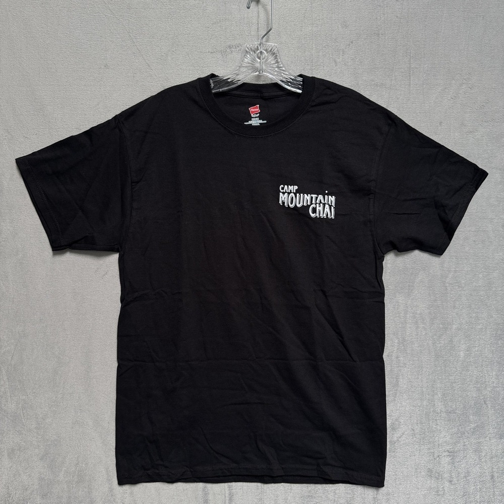 Hanes Shirt Mens Medium Black Camp Mountain Chai Graphic Tee Tagless‎ Camping